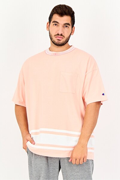 Champion Men Sportswear Fit Brand Logo Short Sleeve Outdoor T-Shirt, Pink