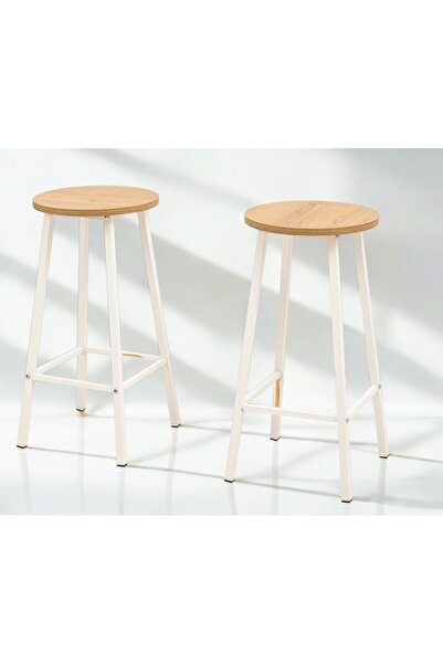 Eşyala. Milano İkili Tabure Karina Beyaz (32x32x65cm)