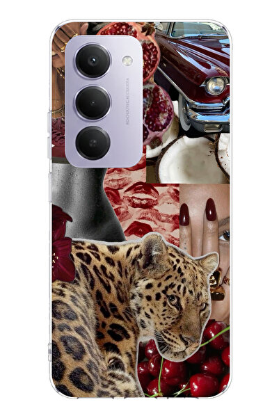 TechTree حافظة سيليكون مطبوع متوافقة مع هاتف Redmi 15 4G بتصميم لون أحمر الفهد