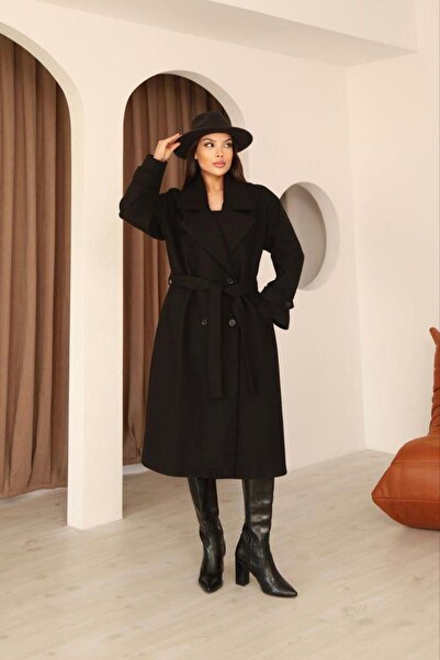 Elaxi Classic Cashmere Lined Long Overcoat