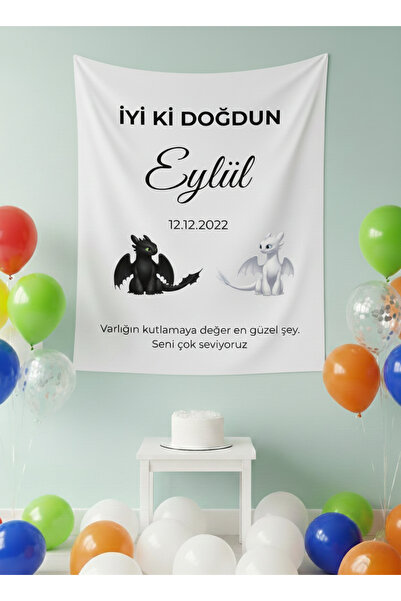 LUNA DİZAYN Kişiye Özel Doğum Günü Happy Birthday Duvar Örtüsü Duvar Halısı B...