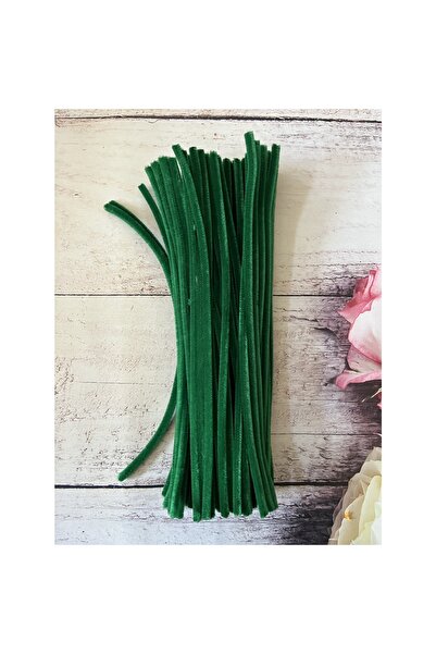 Zedhobi 25 Adet Z36 Yeşil Şönil 30 cm Tüylü Peluş Tel Çiçek Yapımına Okul Öncesi Anaokuluna Uygun