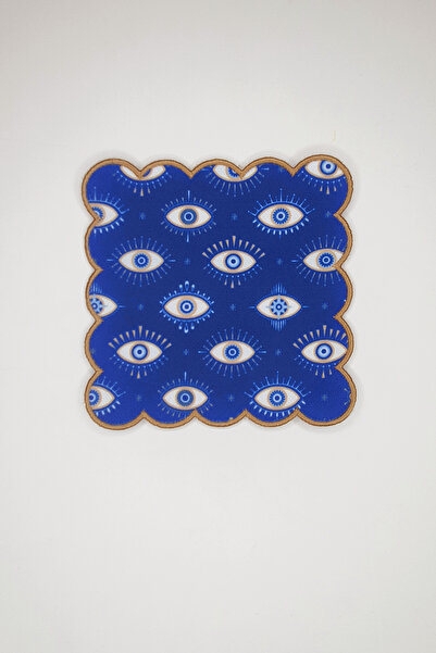 decofav Blue Background Abstract Eye Pattern Embroidery Edge Cocktail Napkin ...