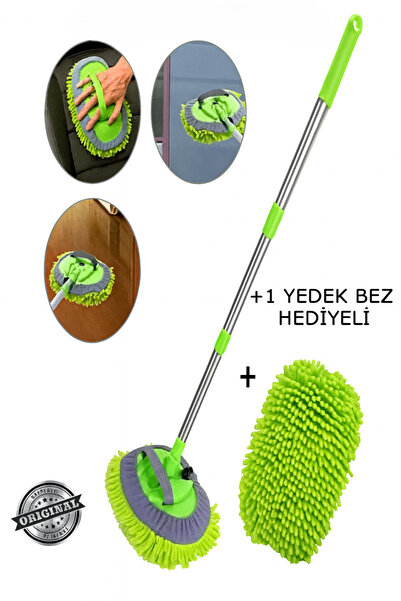 Oto Mutluluk Çok Fonksiyonlu 2 In 1 Mikrofiber Araba Yıkama Fırçası Teleskopi...