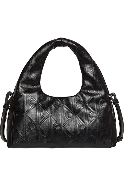 Calvin Klein EMBLEM AOP PUFFER BAG WITH STRAP Kadın Siyah El Çanta