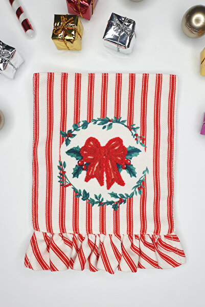 decofav Double-Sided Cocktail Napkin with Punch Effect Bow Wreath and Striped...