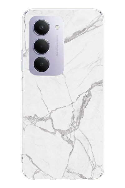 TechTree حافظة سيليكون مطبوع متوافقة مع هاتف Redmi 15 4G بتصميم رخامي رمادي