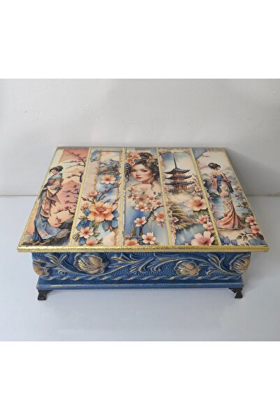 IremTasarimAtolyesi Hediyelik Kutu Ahşap Düzenleyici El Boyama Özel Tasarım