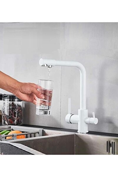 HT PRİMA صنبور مطبخ فاخر دائري بثلاثة اتجاهات مع ذراع على شكل حرف L