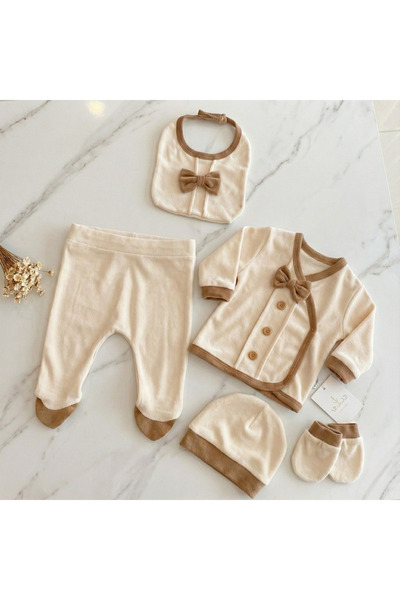 minniobaby طقم ملابس للأطفال الذكور مكون من 5 قطع بمظهر بدلة رسمية مع ربطة عن...
