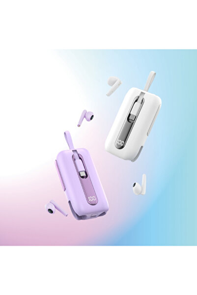 Time&Tech TWS-T21 POWERBANKLI KULAKİÇ İ5200 MAH BATARYALI LİGHTNİNG VE TYPE-C...