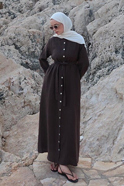 Moca فستان سندوس بني