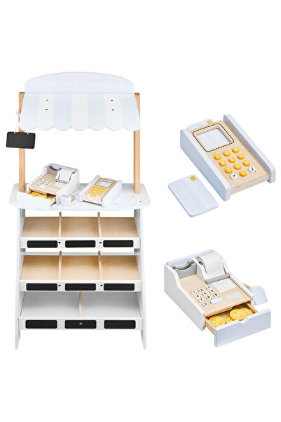 mamabrum Vegetable store - wooden stall with crates, cash register and terminal