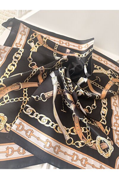 AKSESUARIM Colorful, Special Patterned 70X70 Size Stylish Satin Scarf