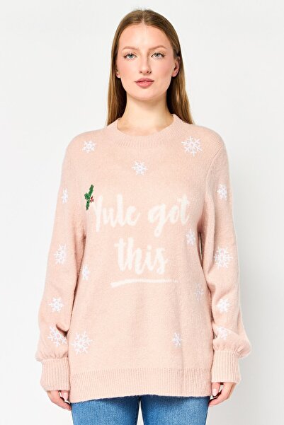 DOROTHY PERKINS سترة نسائية محبوكة برقبة دائرية، وردي فاتح