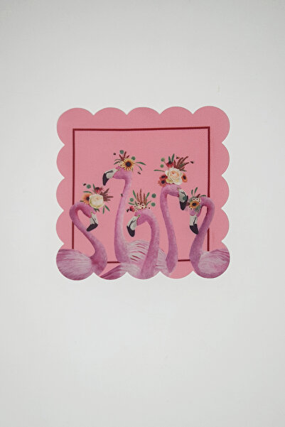 decofav Flamingo Family Pink Laser Cut Fabric Cocktail Napkin 1 Piece