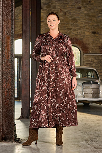 DE WHITES Plus Size Printed Shirt Dress