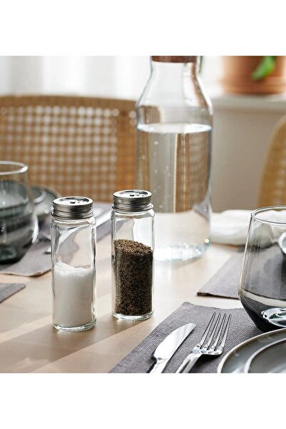 IKEA QUİCK 2'li Tuzluk Biberlik Yükseklik 12 Cm Cam Masa Üstü Tuzluğu Şeffaf ...