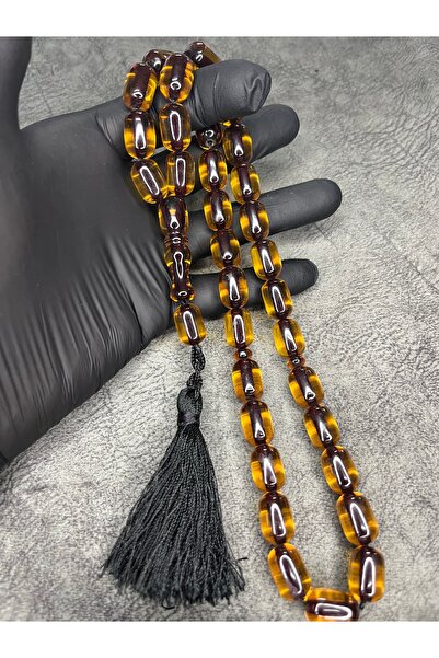 Mos Tespih مسبحة صلاة عنبرية مضغوطة ذات حجم كبير ومزينة بشراشيب