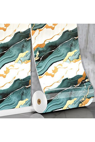 Teno Teno® 3D Wallpaper Roll, marble design, coverage area: 3.6 sq m, self-adhesive, 3 x 1.2 m, green