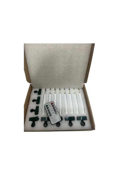 Mihristore Alevsiz Mandallı Şamdan Mum 8'li Set Uzaktan Kumandalı Noel Özel Gün İçin 13 cm Led