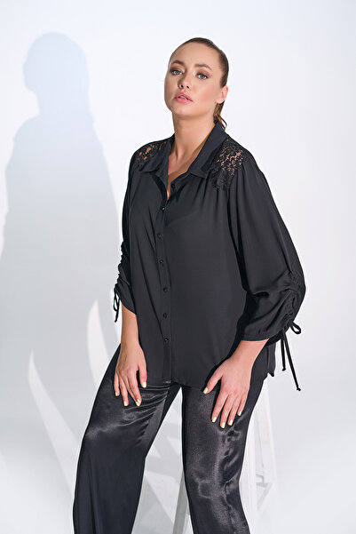 DE WHITES Plus Size Sleeves with Lace Detail Shirt