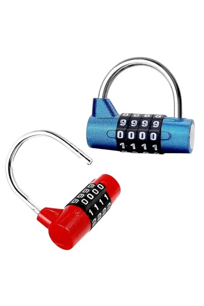 OEM Set 2 lacate otel,cu cifru,10000 var,pentru genti/dulapuri/bunuri personale,uz int/ext,albastru,rosu