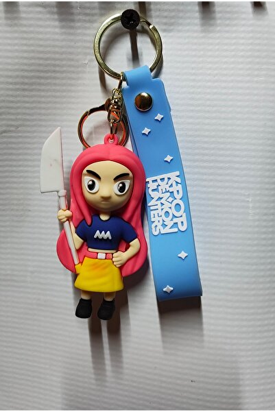 K-POP Breloc Homies – Personaj feminin cartoon cu păr roz și armă de luptă