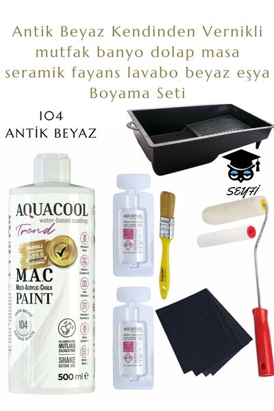 Aquacool Trend kendiliğinden vernikli çelik ahşap kapı beyaz eşya mutfak dolabı fayans petek metal boya 500 ml set