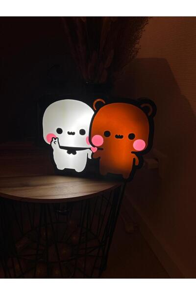 ADA 3D Dudu ve Bubu Figürlü Dekoratif Gece Lambası Led Işıklı Masa Üstü Aydınlatma Sevgiliye Hediye