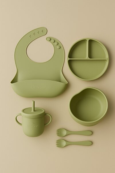 Little Leap طقم أدوات مائدة من السيليكون للأطفال.