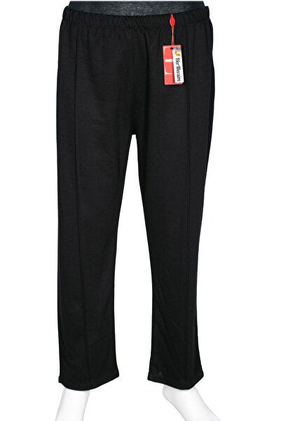 HESNA Women's Ruya Medium Thick Pocketed Elastic Casual Black Trousers