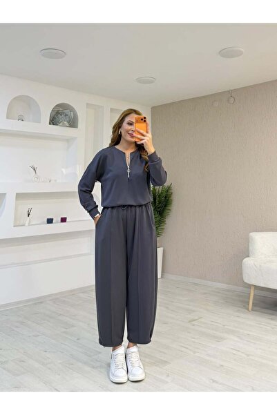 İrka Moda Modal Fermuarlı Şalvar Takım