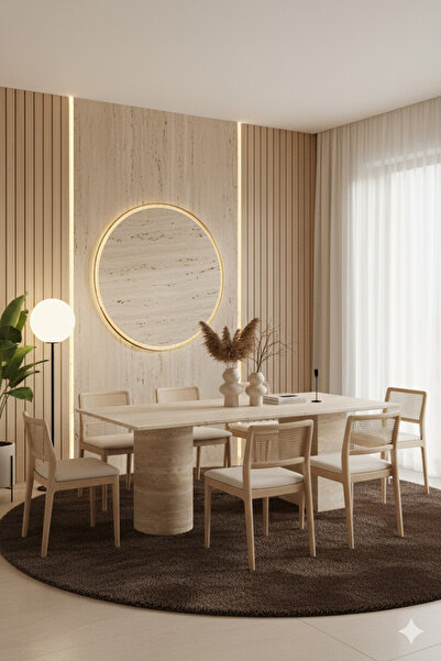 Marmoris Elysium Aura Traverten Yemek Masası 6-8 Kişilik -