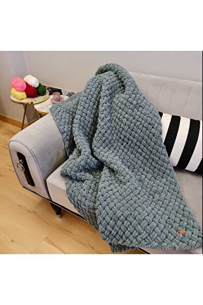 El Emeği El Örgüsü Kadife TV Battaniyesi | Kalın Örgü | Yumuşak & Sıcak