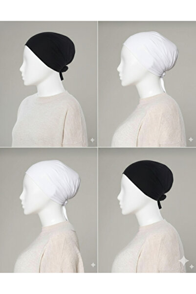 karanfil TESETTÜR KADIN 2'Lİ (BEYAZ -SİYAH) SAÇ BONESİ