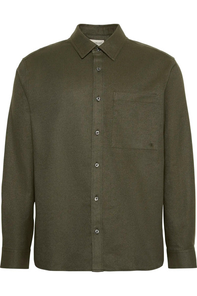 Calvin Klein LS MELANGE FLANNEL EASY SHIRT Erkek Kahverengi Gömlek
