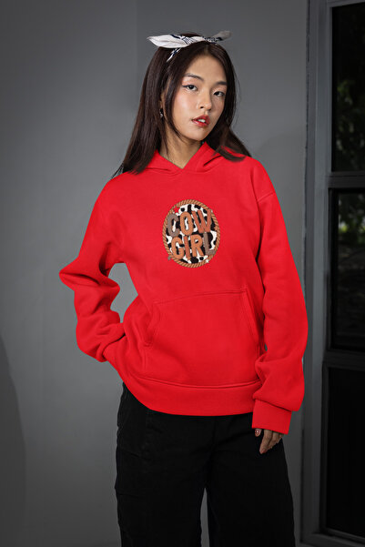MG Cow Girl Printed Cotton Long Sleeve Fleece-Lined 3 Yarn Hooded Women Ka Ho...