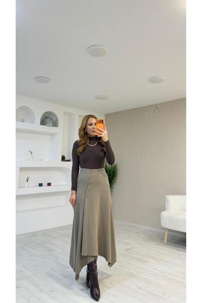 İrka Moda Selanik Ön Düğmeli Etek