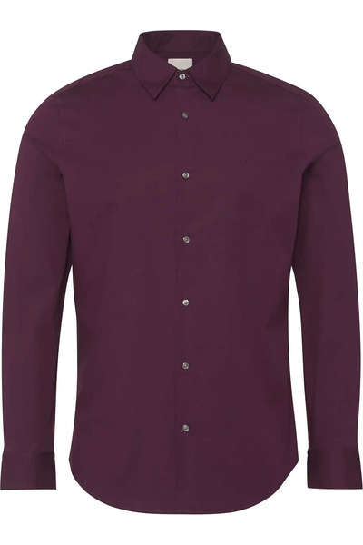 Calvin Klein LS SOLID STRETCH SLIM SHIRT Erkek Bordo Gömlek