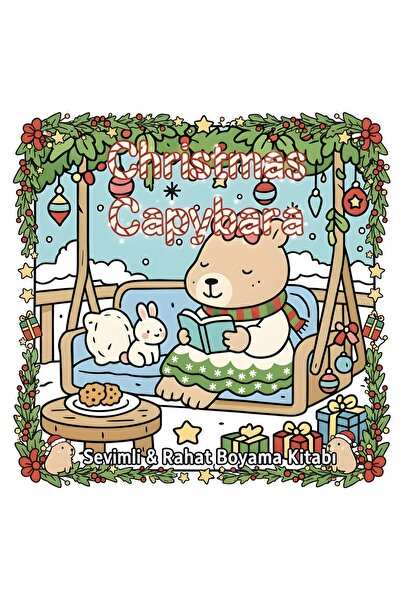 M&H Coloring Christmas Capybara - 21x21 cm Boyama Kitabı, Çocuk ve Yetişkinle...