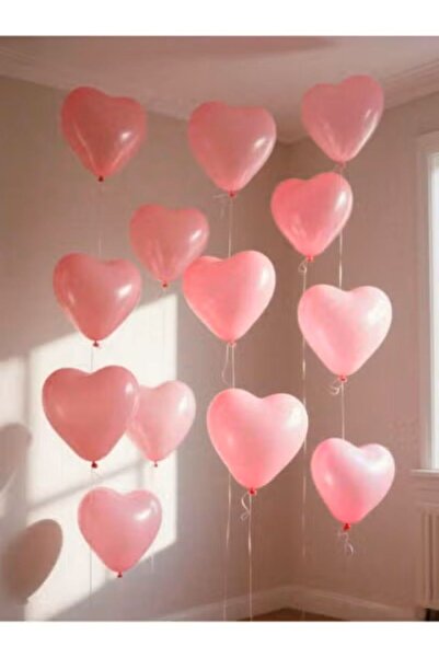 Generic 50 pcs Pink Heart-Shaped Balloons 25.4 cm High-Quality Latex for Parties
