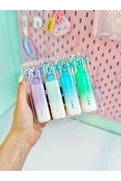 NaSaDAN Pati Şeffaf Uçlu Pastel Fosforlu Kalem 4'Lü | Kırılmaya Dayanıklı, Ak...