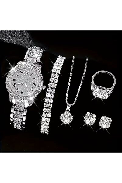 Ayzen saat seti 6 parça (kolye küpe bileklik yüzük )