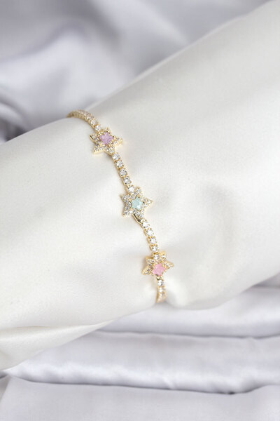 Leyaton Lwlhmrs-Ieg Ieg ™   Colorful Star Model Zircon Stone Gold Color Brass...