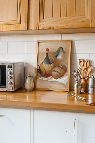 gxe.art Pictură de bucătărie cu rame din lemn pentru iubitorii de cafea # 6