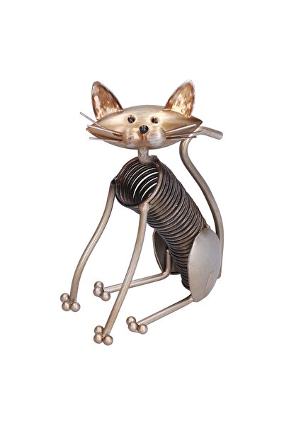 Generic Metal cat figurine with a spring (spiral)