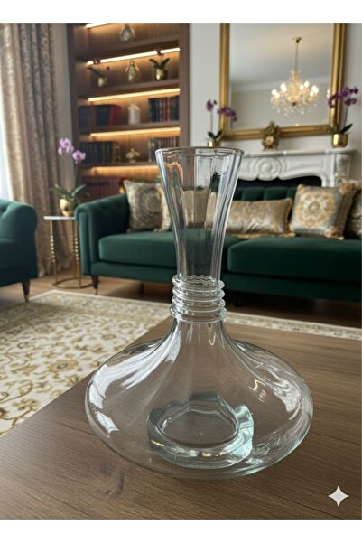 Fİ HOME Cam Dekoratif Vazo – 24 cm | Geniş Tabanlı Şeffaf Cam Vazo | Çiçek ve Dekor Kullanımına Uygun