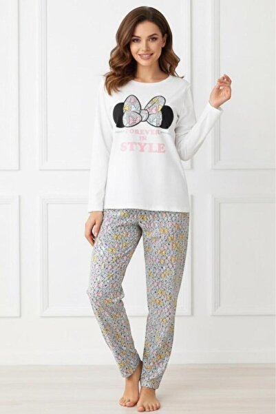 PEMBİŞ HOMEWEAR طقم بيجامة نسائي بأكمام طويلة-sezm-26