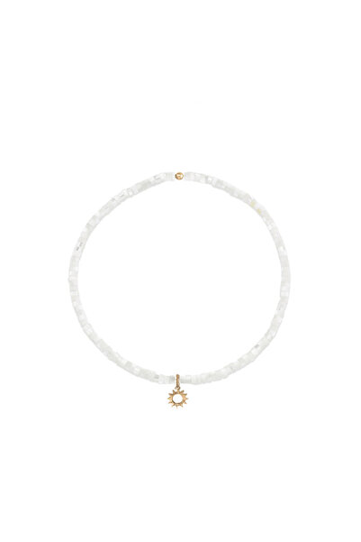 Beejou Brățară din sidef cu pandantiv soare - aur galben de 14K